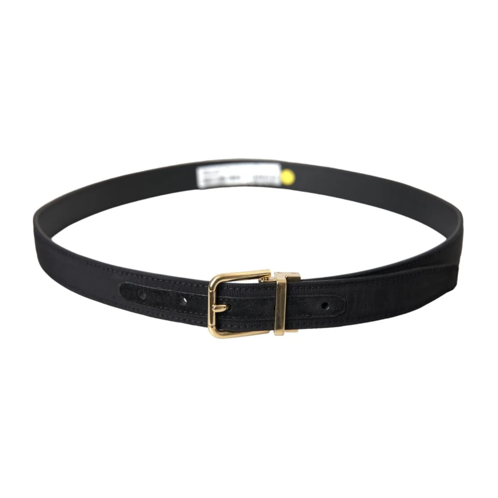 Dolce & Gabbana Zwarte Leren Riem Metalen Gesp Black Heren