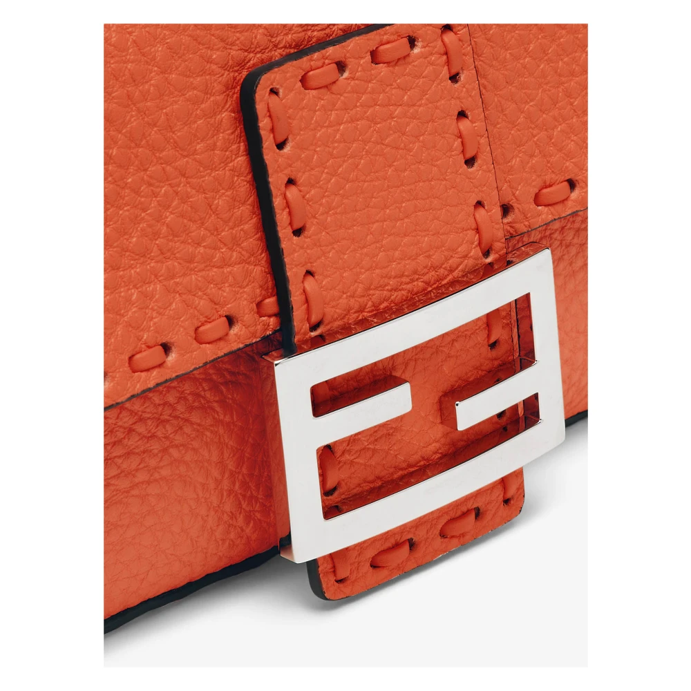 Fendi Oranje Leren Crossbody Tas Orange Dames