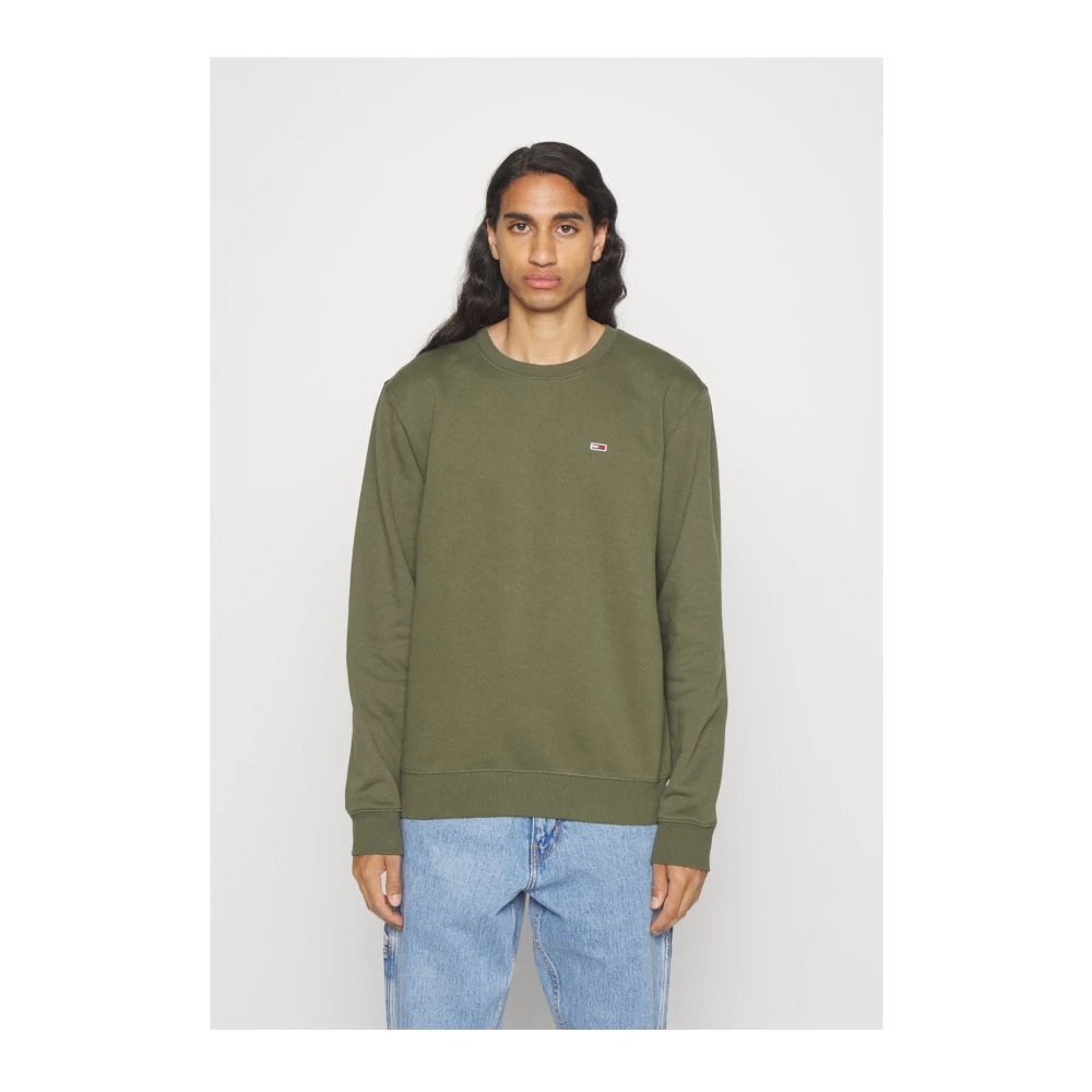 Tommy Jeans Effen Sweatshirt Green Heren