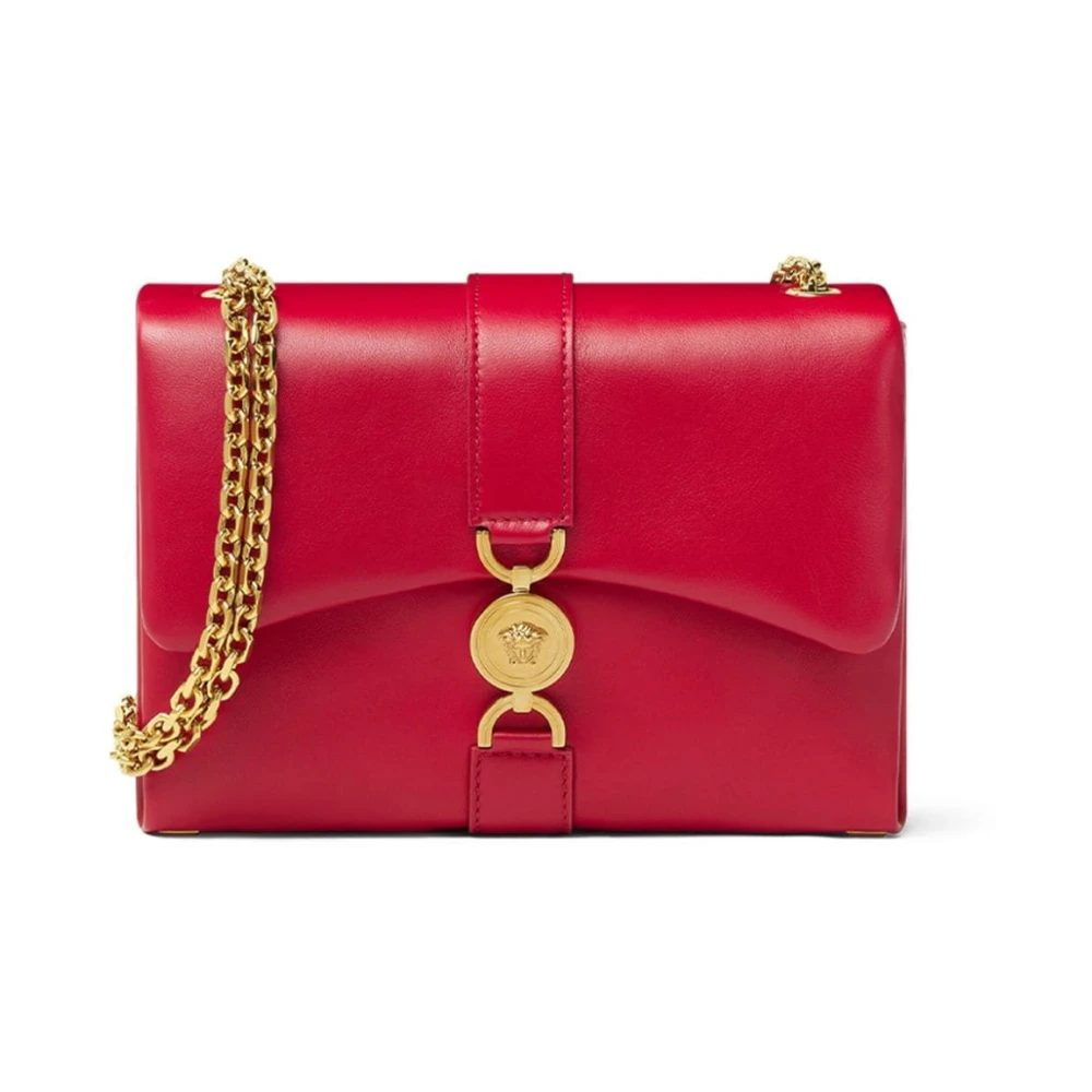 Versace Rode Lamsvacht Ketting Schoudertas Red Dames