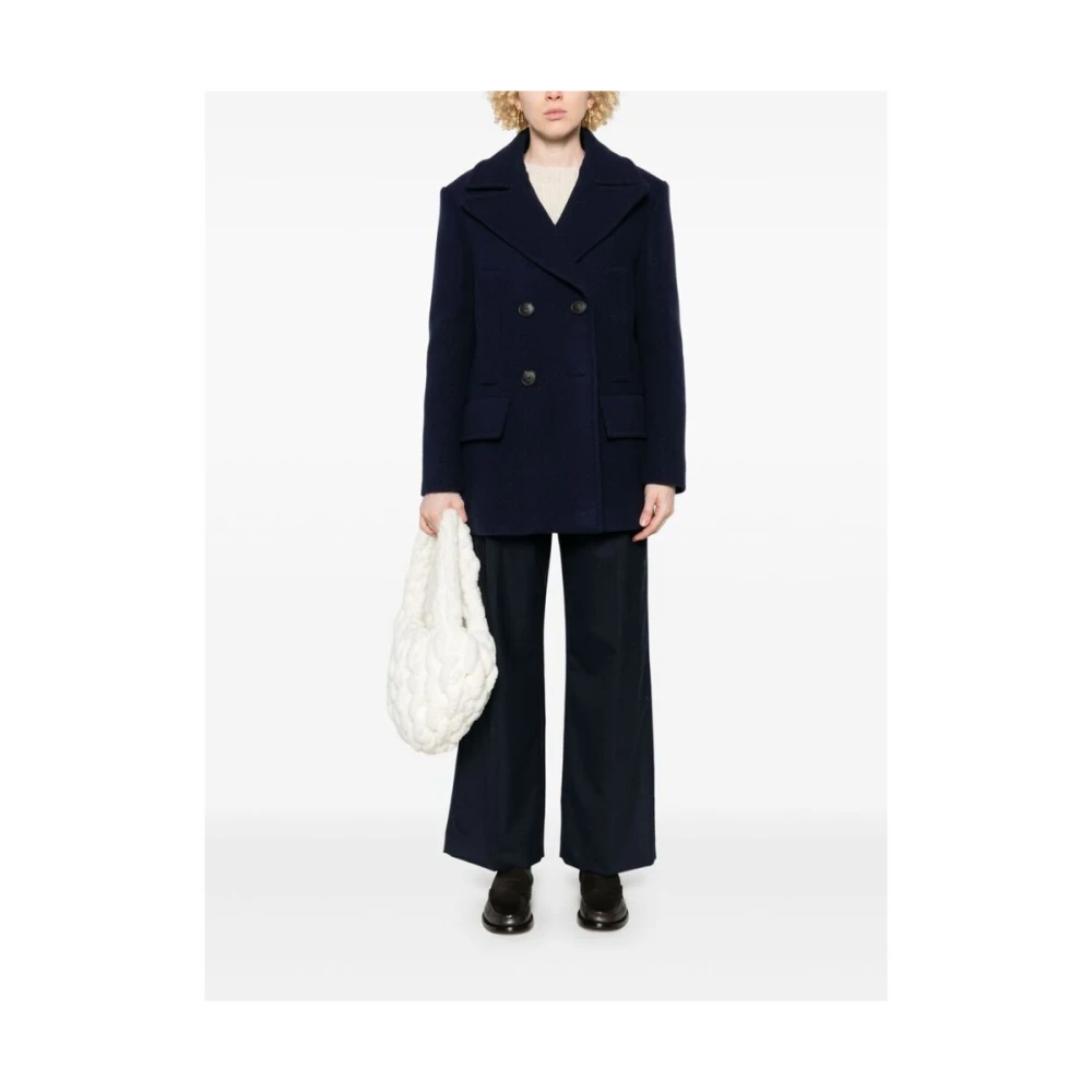 Tela Navy Blauwe Wollen Jas Blue Dames