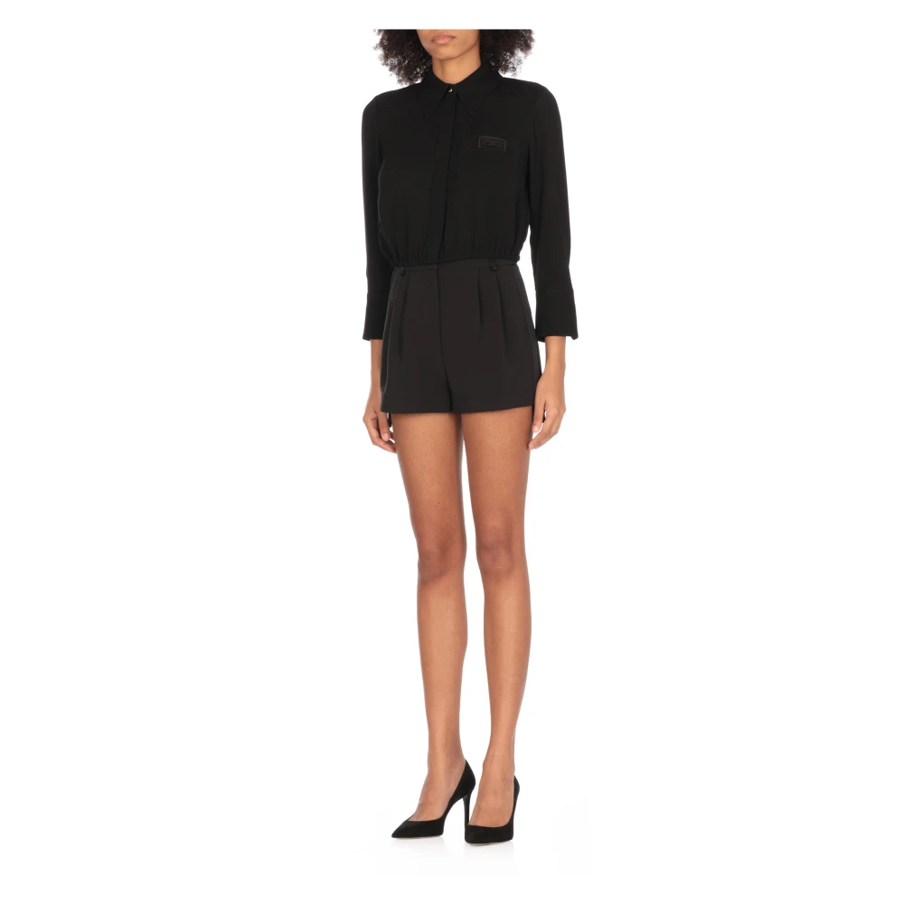 Elisabetta Franchi Zwarte Viscose Shirt met Kraag Black Dames