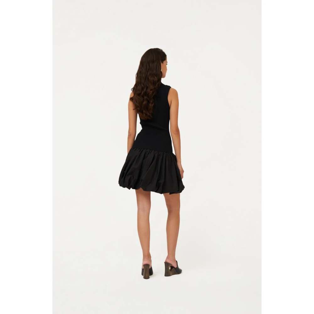 Rotate Birger Christensen Zwarte Gebreide Racer Cut Jurk Black Dames