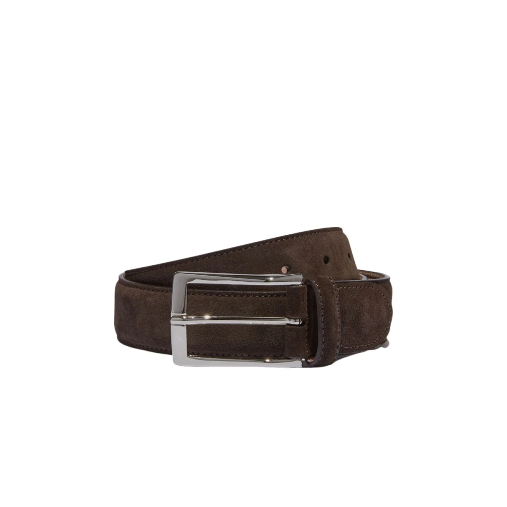 Scarosso Brown Classic Head Belt Suede - Male - Belts - 120 Cm - Accessories