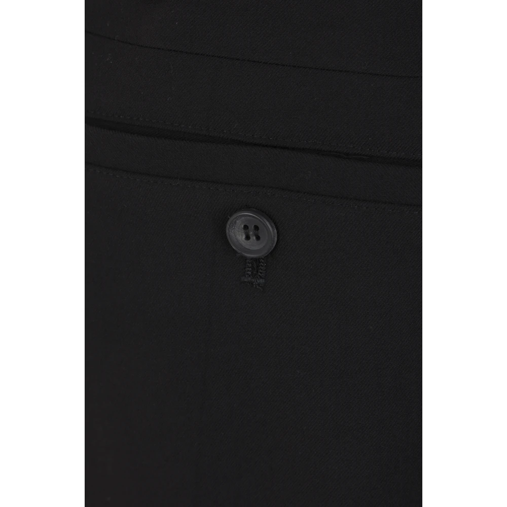 Yohji Yamamoto Zwarte wollen gabardine geplooide broek Black Dames