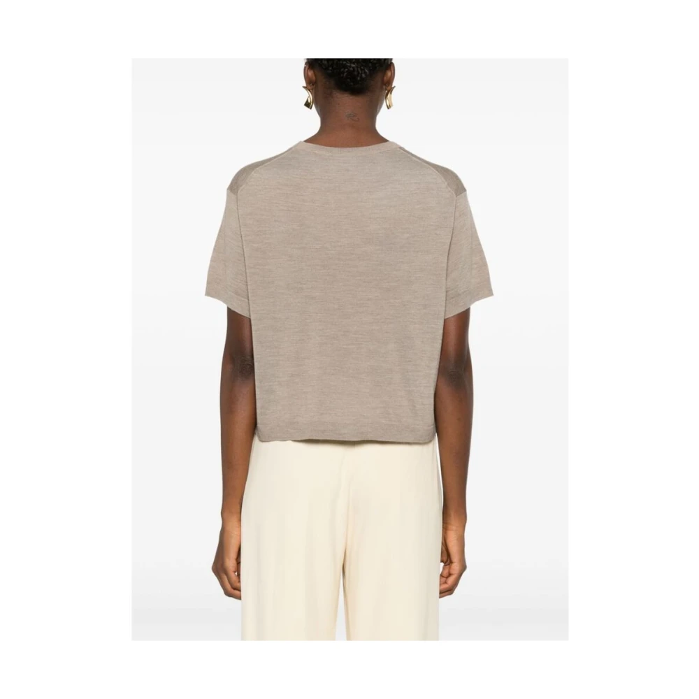 Theory Merino Wol Crew Neck T-shirt Brown Dames