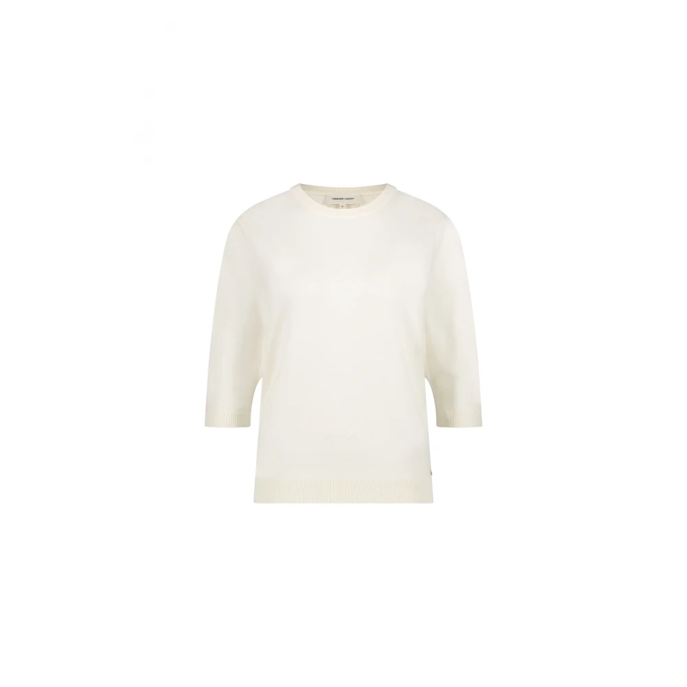 Fabienne Chapot Crème Knoop Pullover Korte Mouw Beige Dames