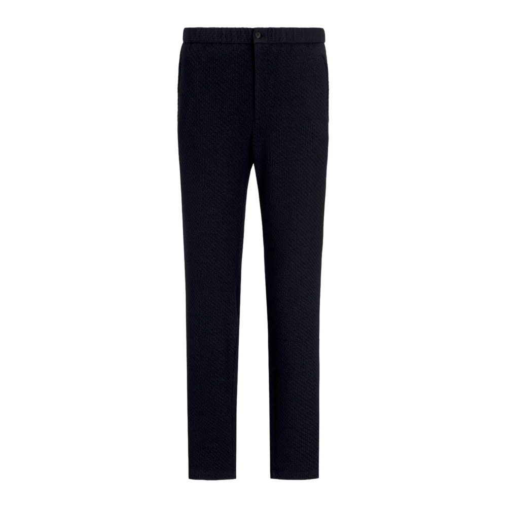 Emporio Armani Blauwe 3D-geëmbosseerde Stretchbroek Blue Heren