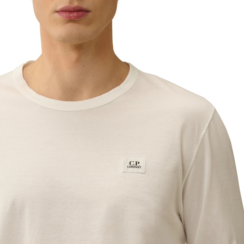 C.P. Company Lange Mouw Logo Print Jersey T-shirt White Heren