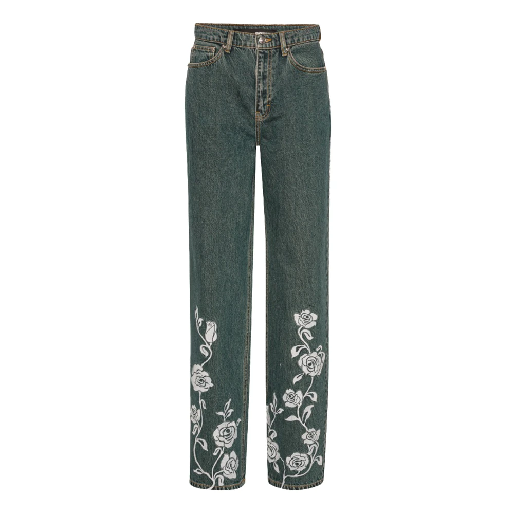 Rotate Birger Christensen Blauwe Rechte Pasvorm Katoenen Jeans Blue Dames