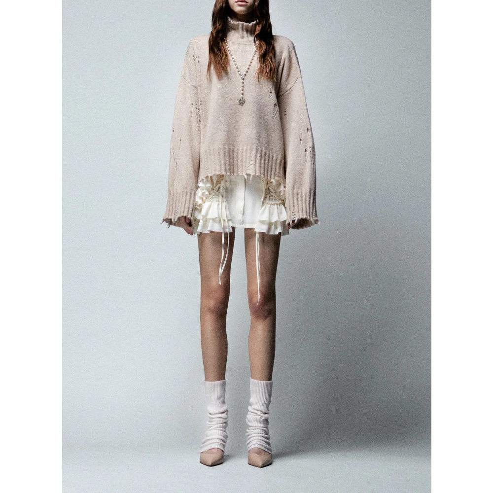 Aniye By Zachte hoge hals wollen trui Beige Dames