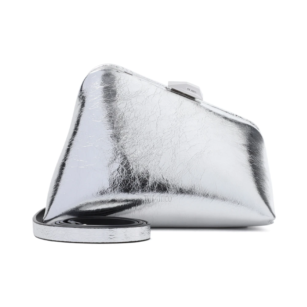The Attico Zilveren Lam Leren Clutch Tas Gray Dames