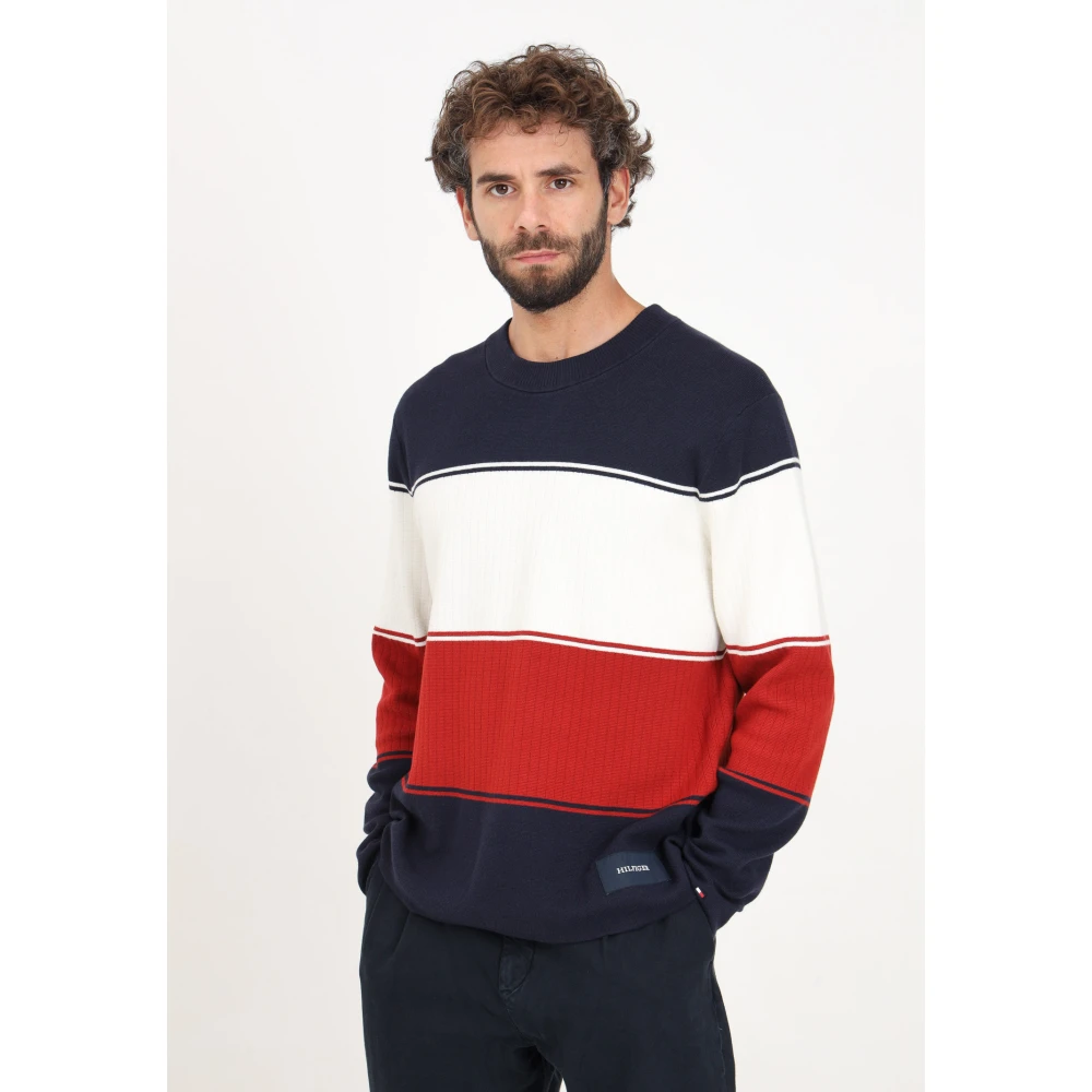 Tommy Hilfiger Color Block Gebreide Crew Neck Sweater Multicolor Heren