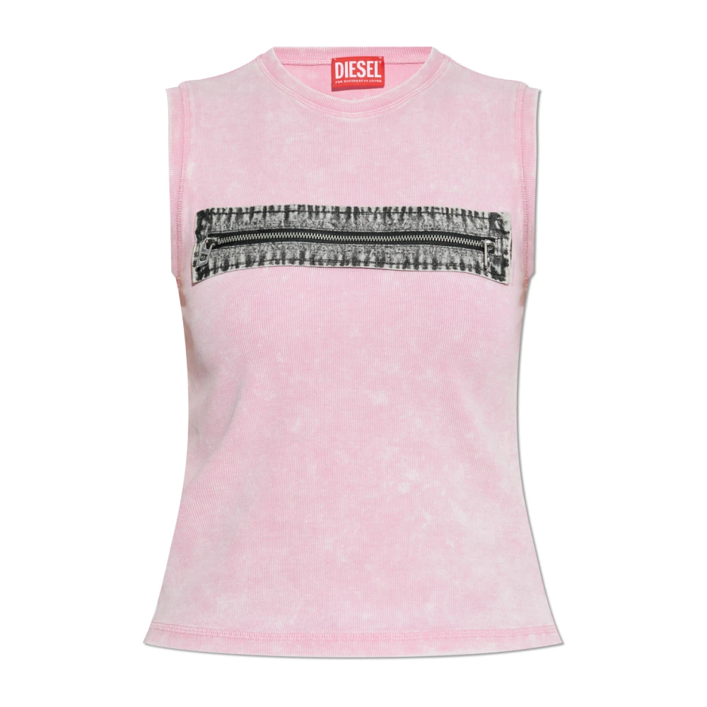 Diesel Geribbelde tanktop met ritssluiting voor Pink Dames