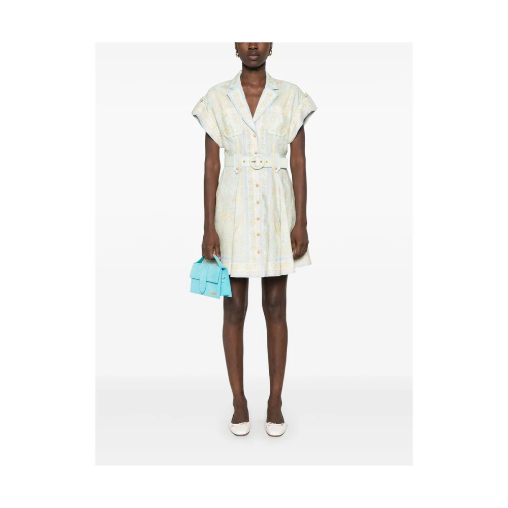 Zimmermann Groene Linnen Grafische Print Jurk Green Dames