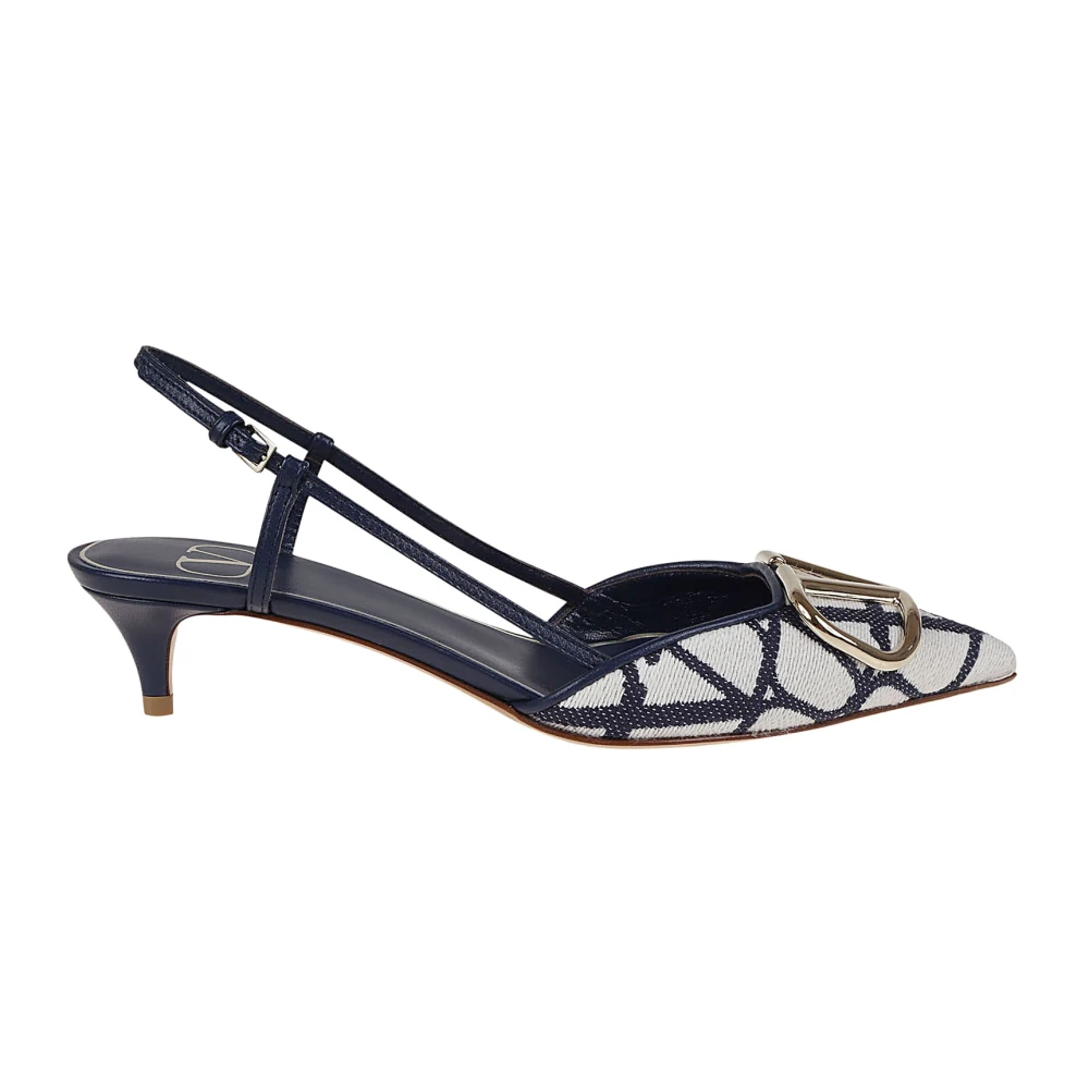 Valentino Garavani Sling Back Vlogo Signature IN Toile Iconographe Black Dames