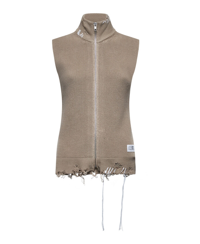 gilet-en-maille-beige-a-effet-use