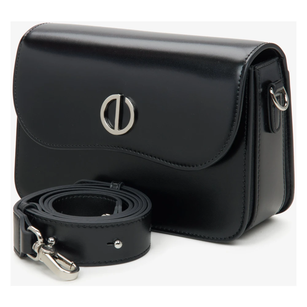 Estro Dames Kleine Zwarte Leren Tas Er00115768 Black Dames