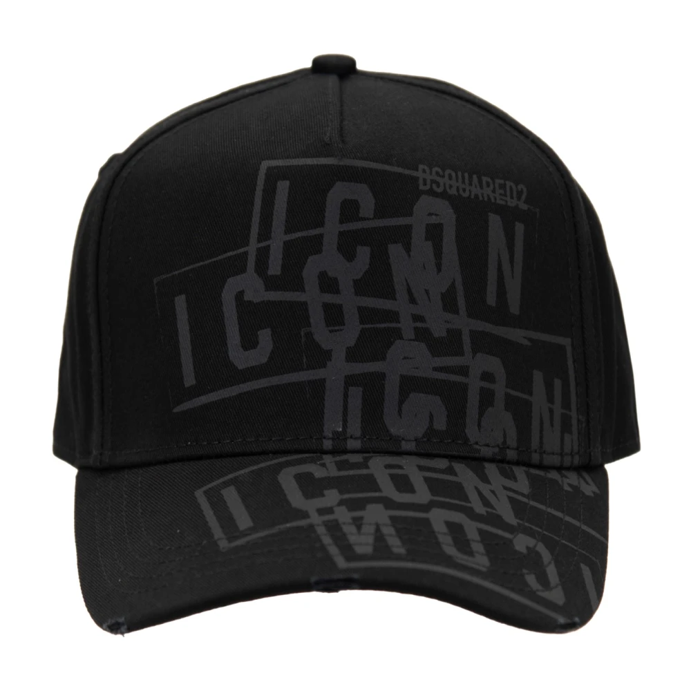 Dsquared2 Unisex Black Iconic Baseball Cap With Buckle Closure