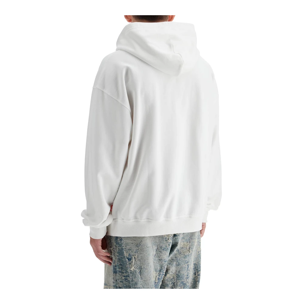 Diesel Geborsteld katoenen trui met logo White Heren
