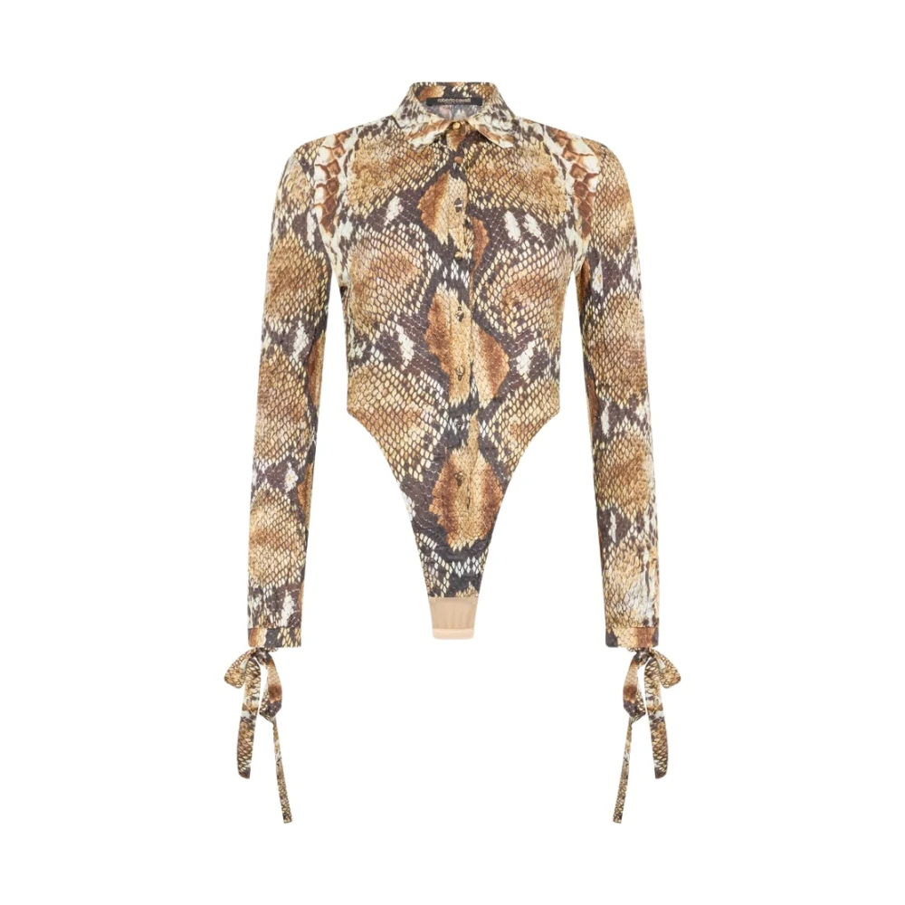 Roberto Cavalli Python Print Shirt Bodysuit - Female - Full-Body - Multicolor - L - Tops