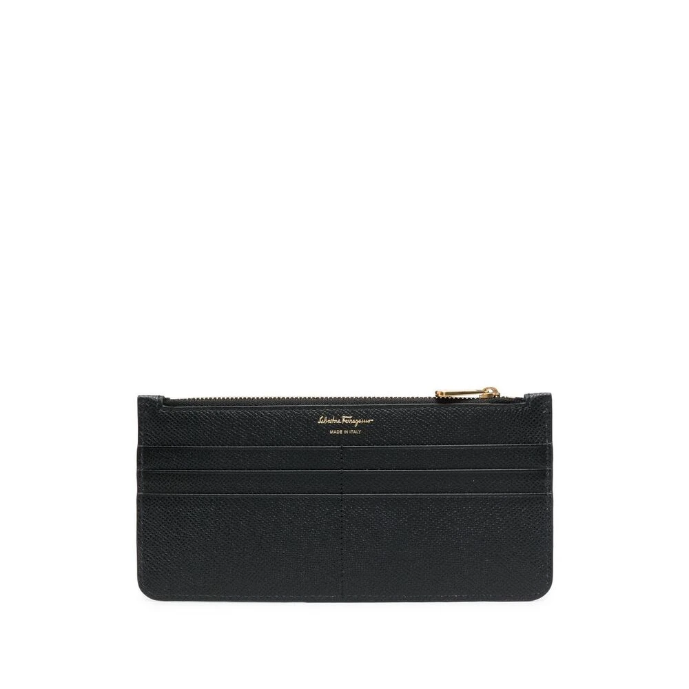 Salvatore Ferragamo Zwarte leren portemonnee met Gancini-plaatje Black Dames