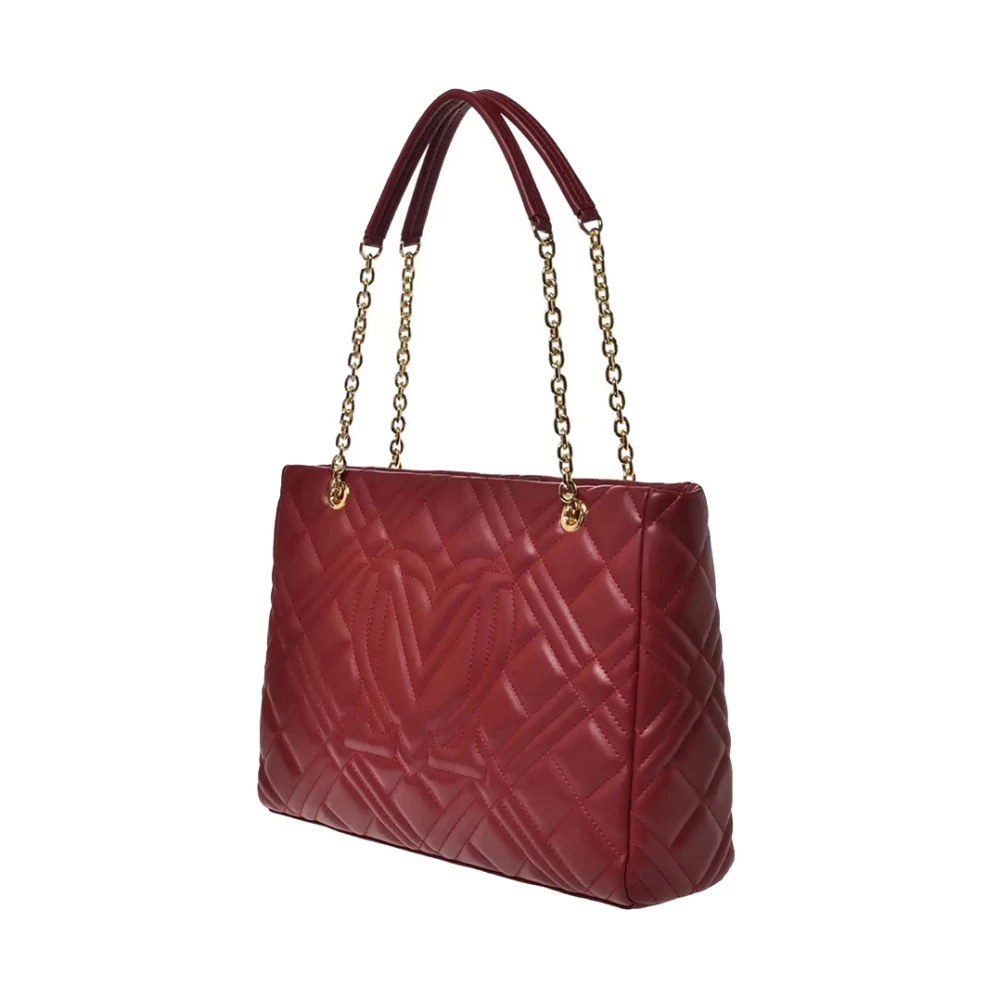 Moschino Rode Leren Shopper Tas Red Dames
