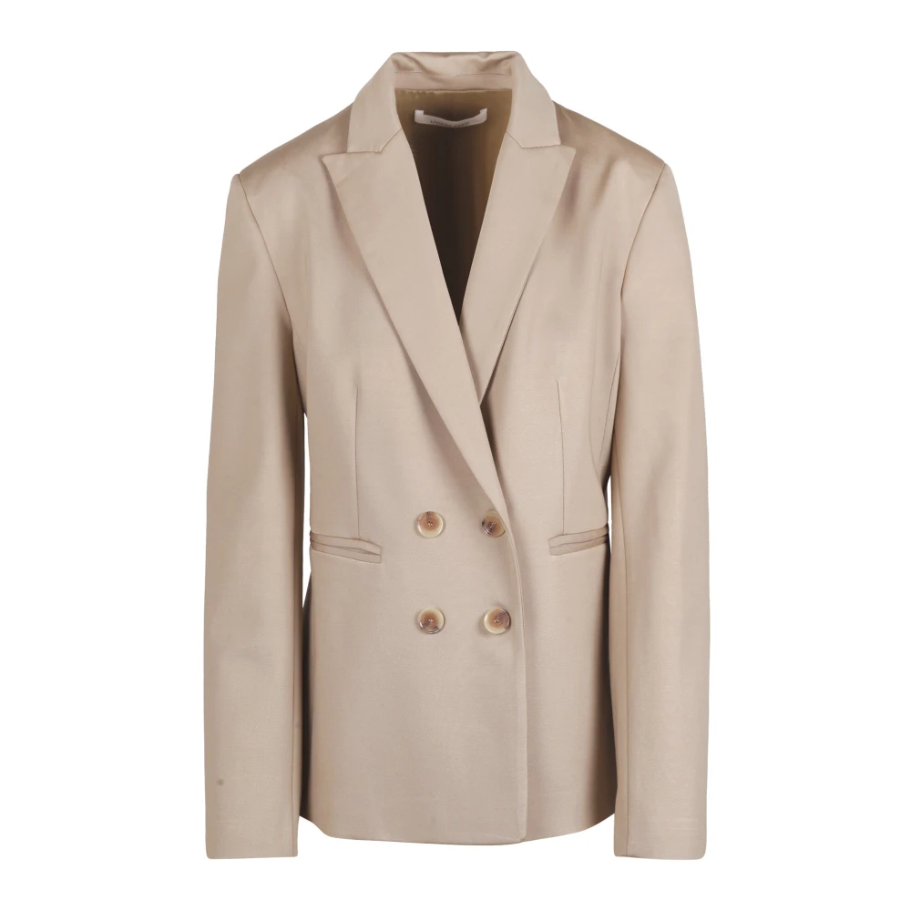 Liviana Conti Dubbelbreasted Blazer in Milano Steek Beige Dames