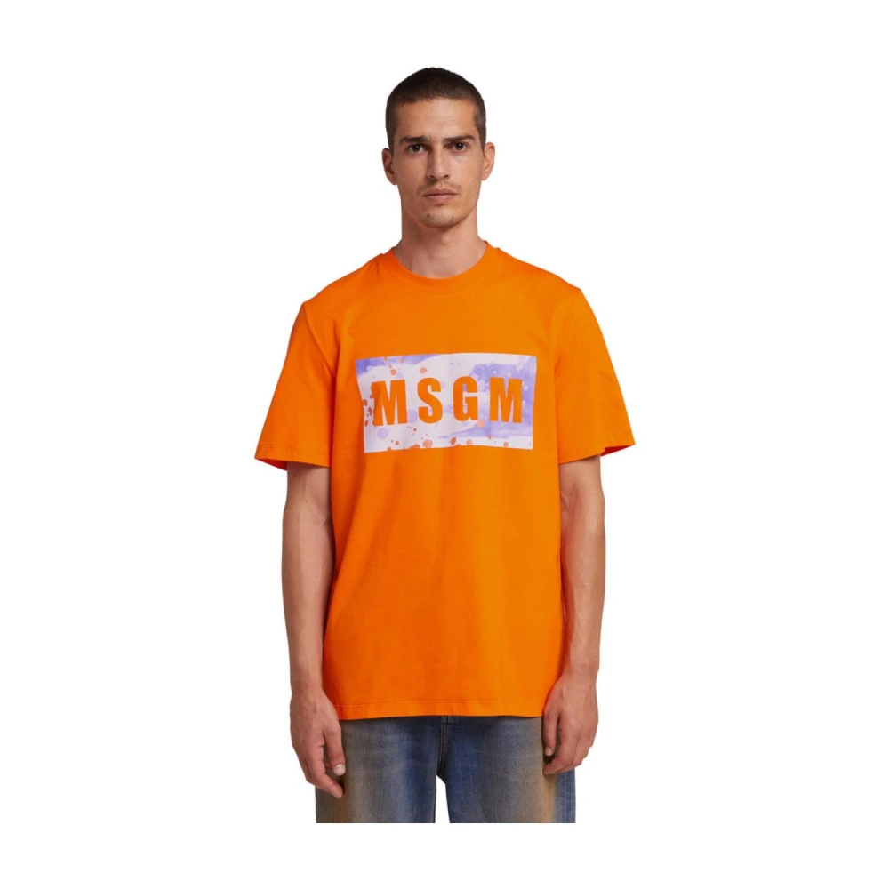 Msgm Katoenen T-shirt Orange Heren