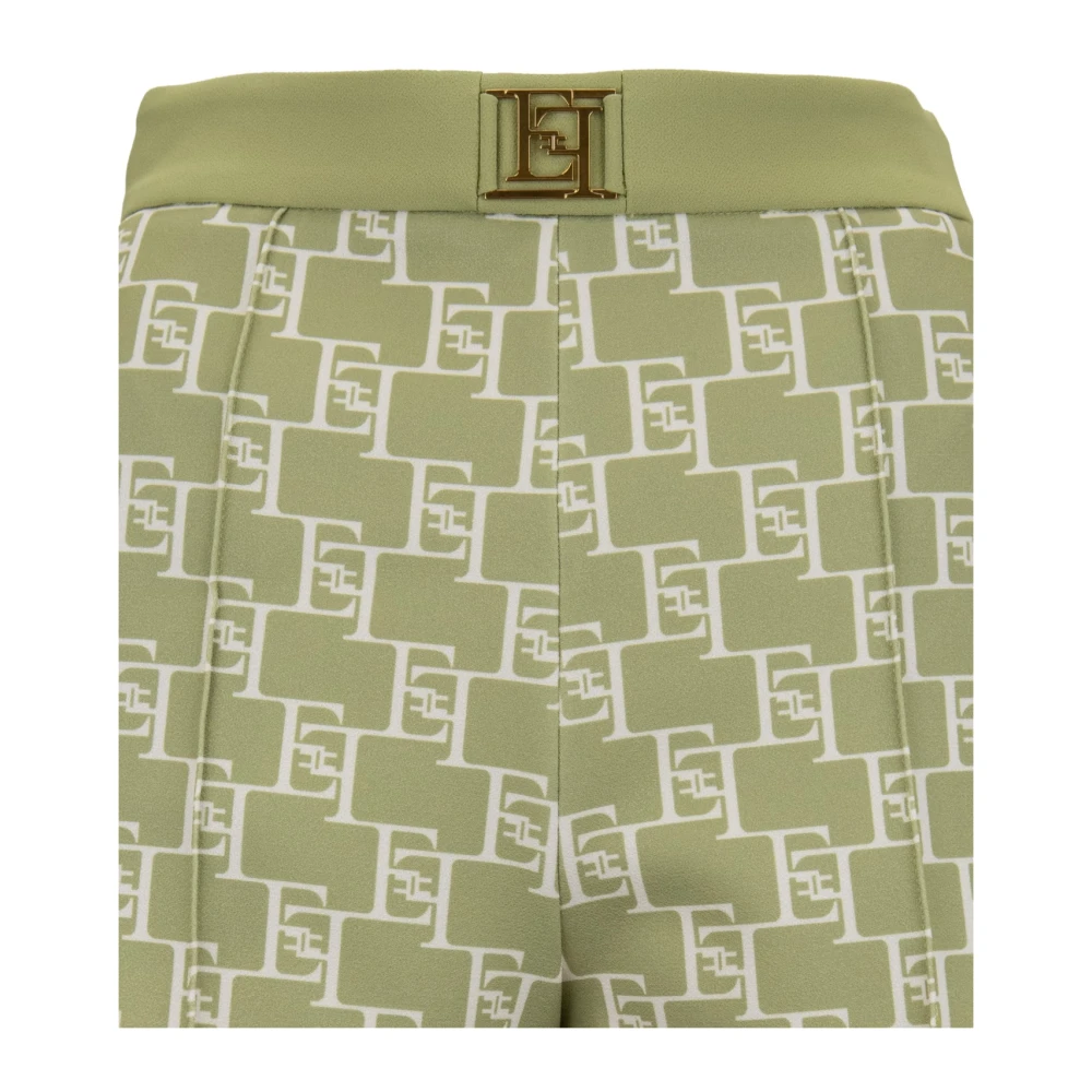 Elisabetta Franchi Gouden Logo Rits Haak Shorts Green Dames