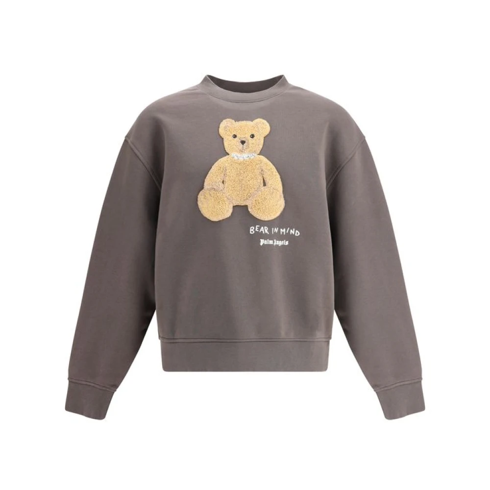Palm Angels Men's Brown Sweatshirts, L, Bear In Mind Sweatshirt