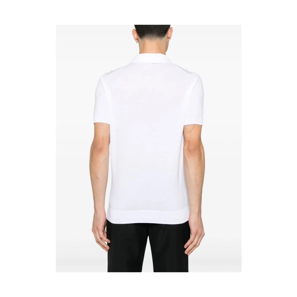 Fedeli Witte korte mouw trui met geribbelde details White Heren