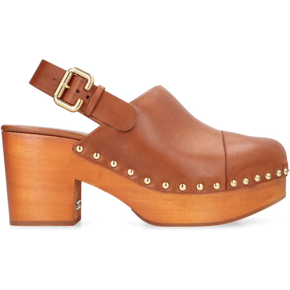 Chloé Women's Brown Platform Clogs Jeannette