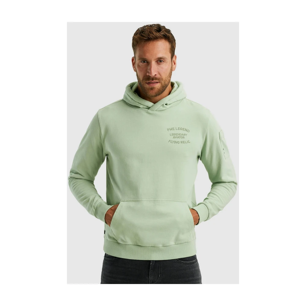 PME Legend Zachte Terry Geborstelde Hoodie Green Heren