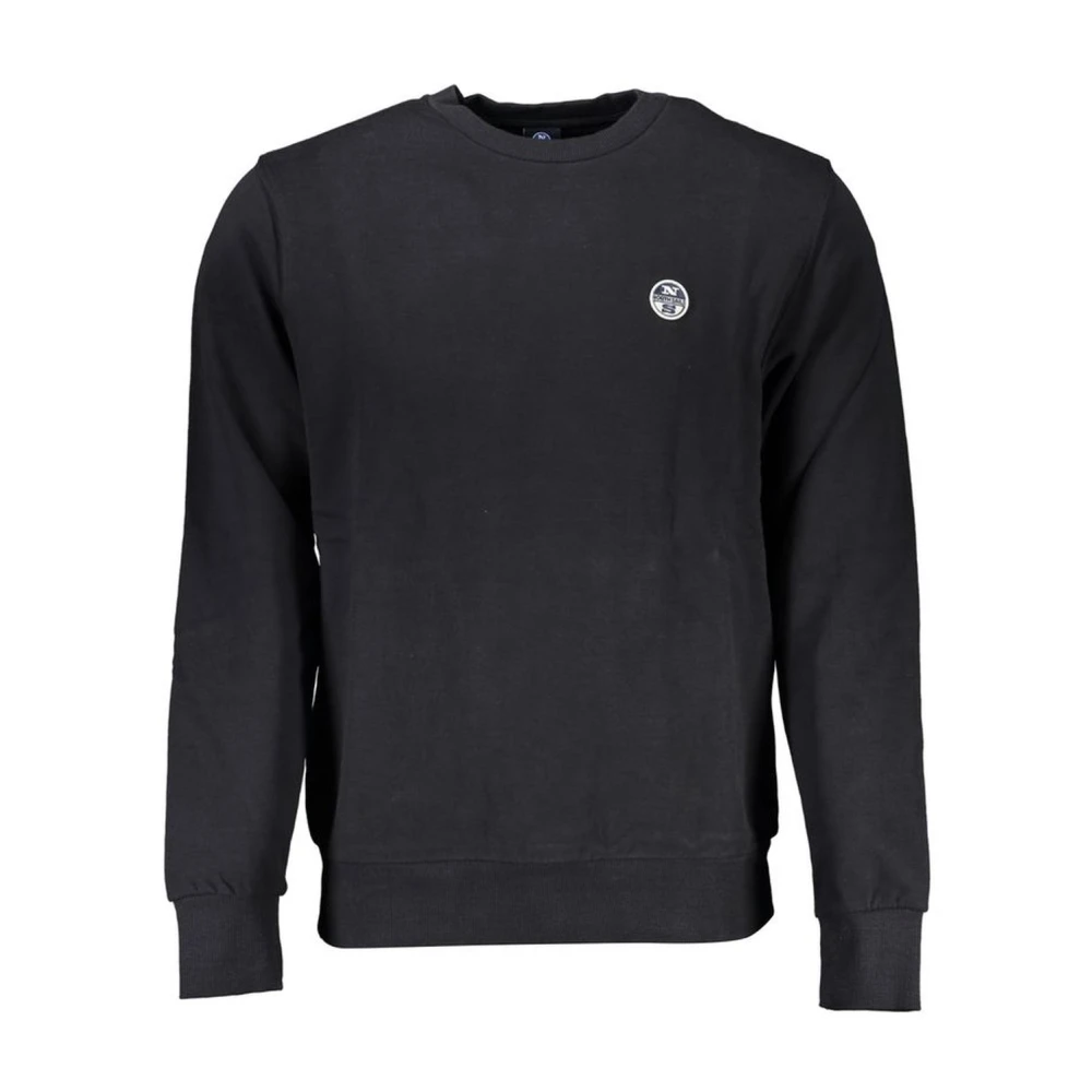 North Sails Zwarte Katoenen Crewneck Sweatshirt met Logo Black Heren