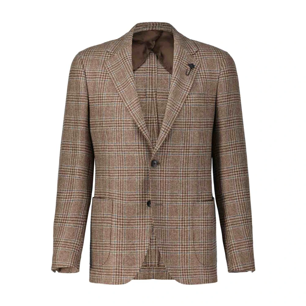 Lardini Geruite Blazer met Kasjmier Brown Heren