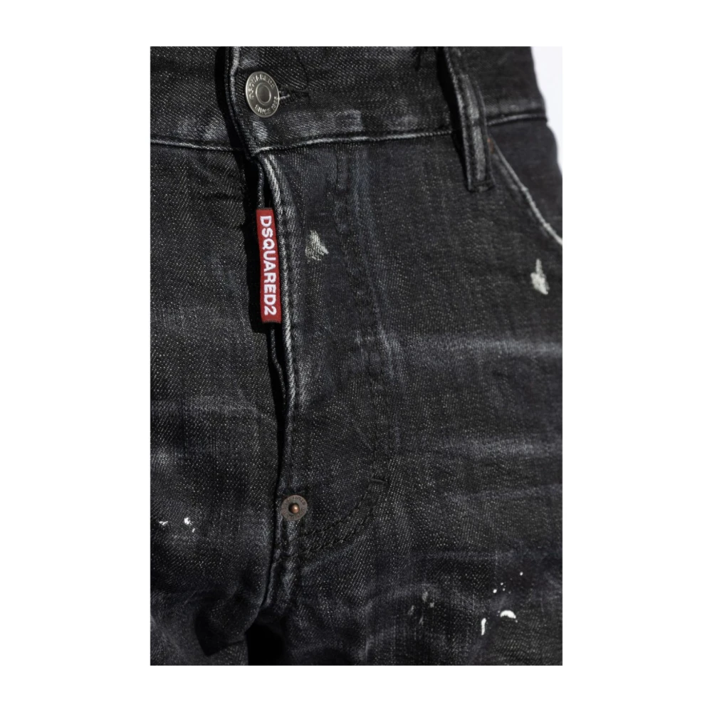 Dsquared2 Distressed Skinny Jeans met Logo Detailing Black Heren