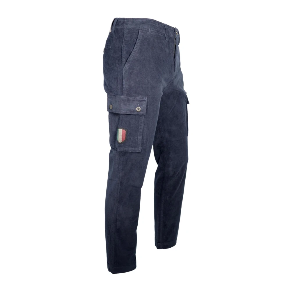 aeronautica militare Stretch Fluwelen Militaire Broek met Patch Blue Heren
