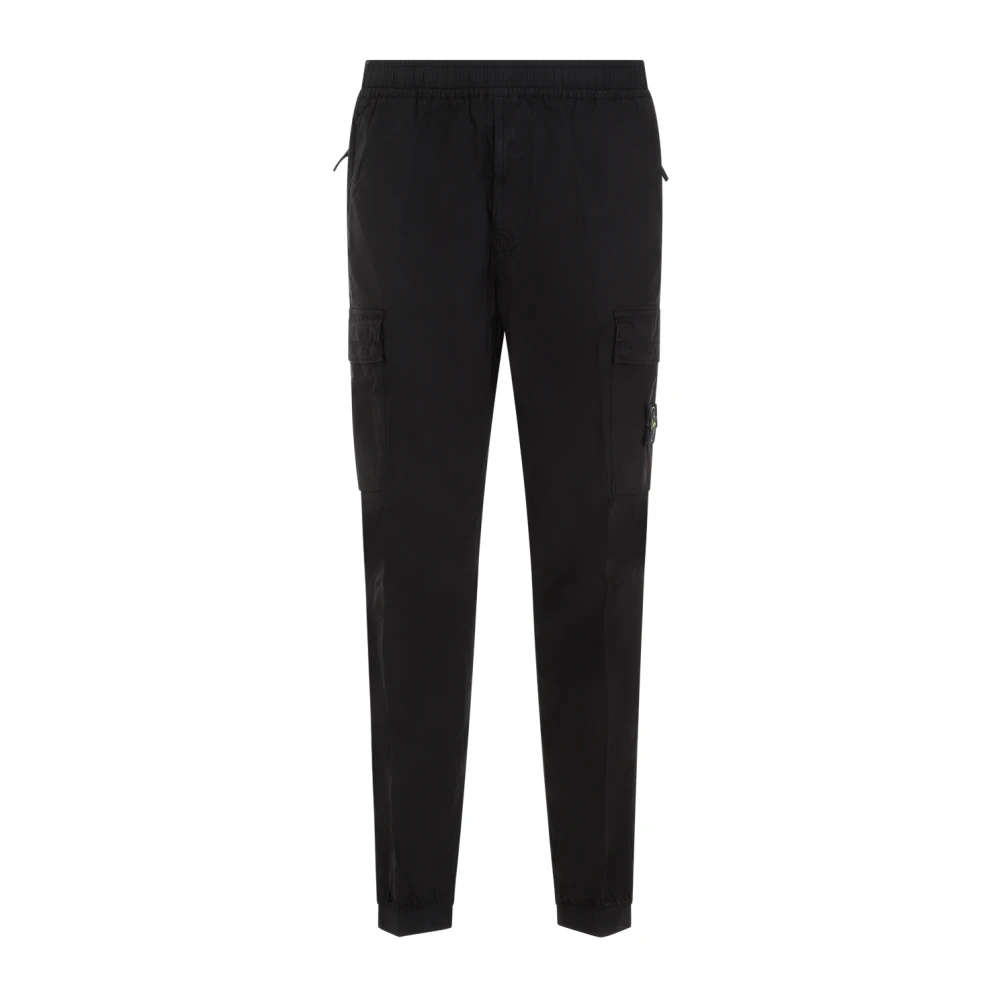 Stone Island Zwarte Cargo Broek Moderne Pasvorm Black Heren