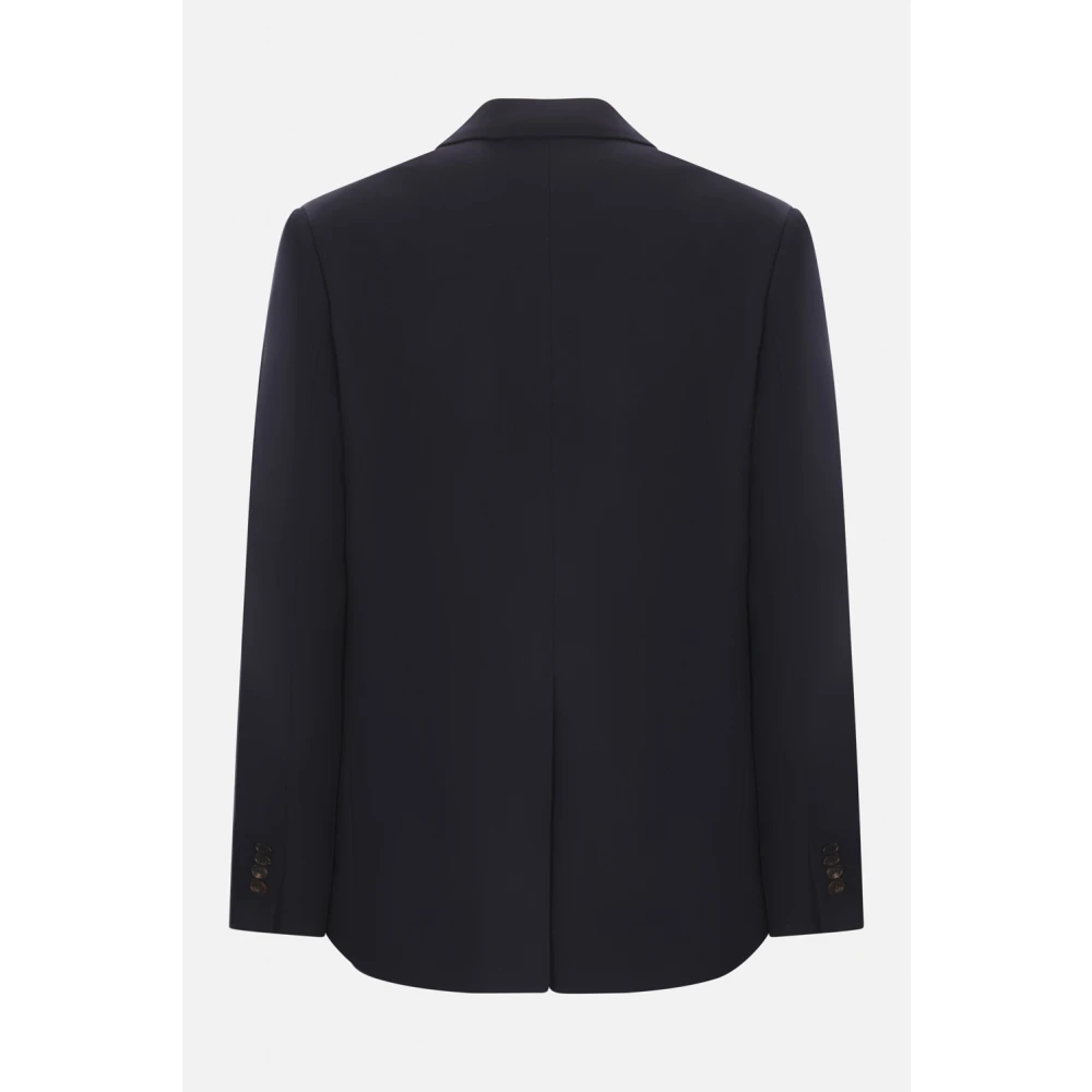 Gucci Blauwe Wol Gabardine Single-Breasted Jas Black Heren