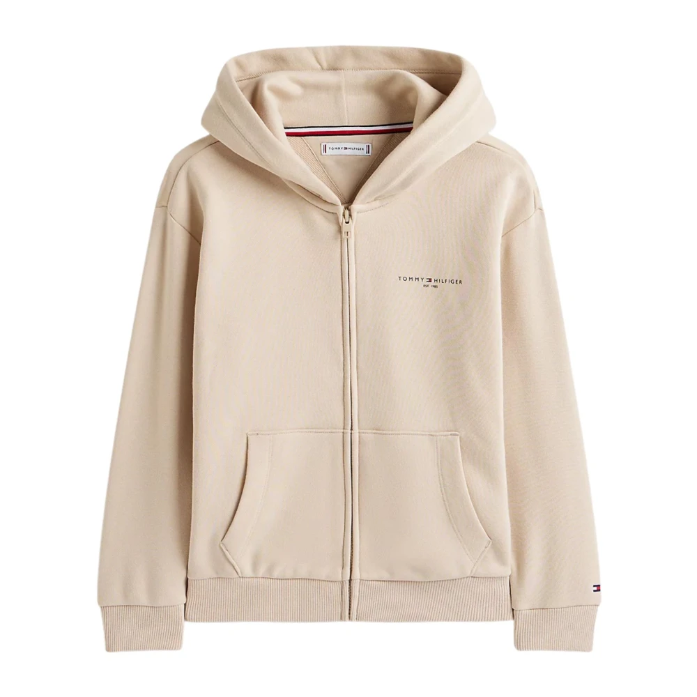 Tommy Hilfiger Beige Kids Sweatshirts, Male, 12 Y, Mini Zip Through Hoodie