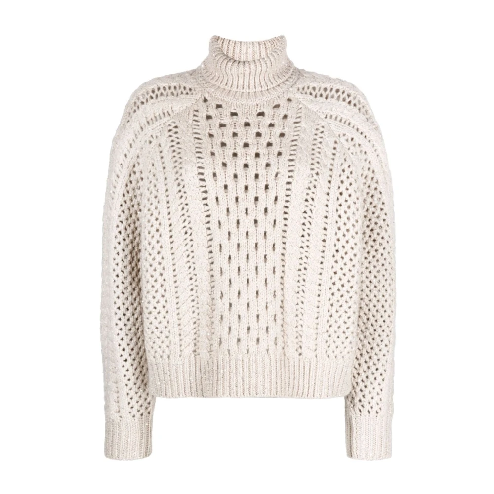 Brunello Cucinelli Women's Beige Cyclist Long Sleeve Knitwear
