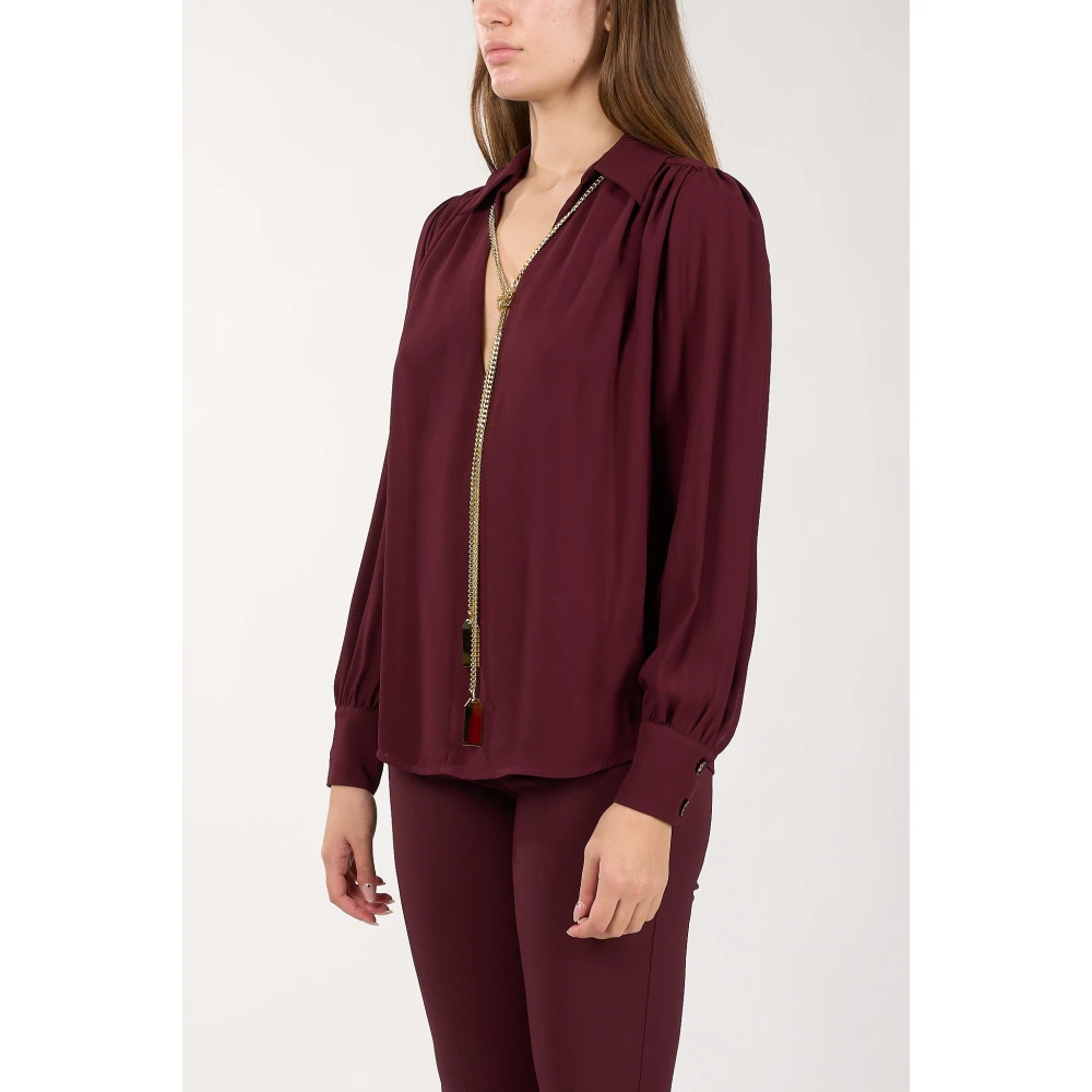 Elisabetta Franchi Georgette blouse met verwijderbare ketting Red Dames
