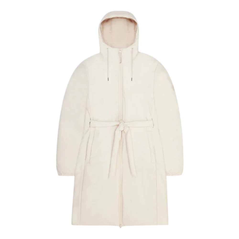 Rains Women's Beige Lohja Long Insulated Curve Jacket