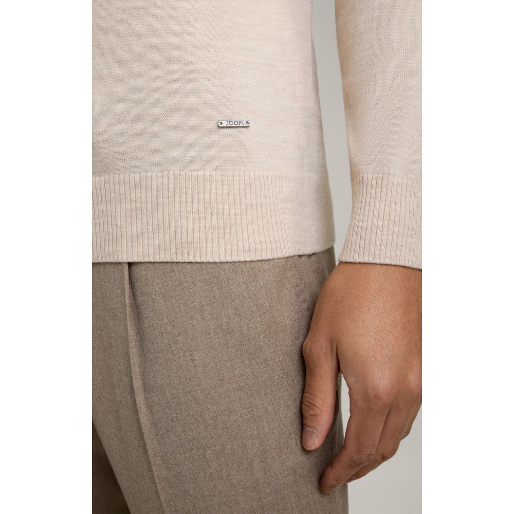 Joop! Lichtbeige wollen trui met hoge kraag Beige Heren