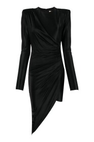 Czarna asymetryczna mini sukienka z marszczeniami