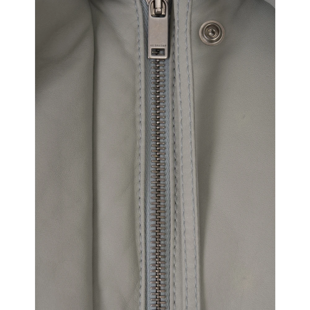Jil Sander Groen Leren Gewatteerde Gilet Green Dames