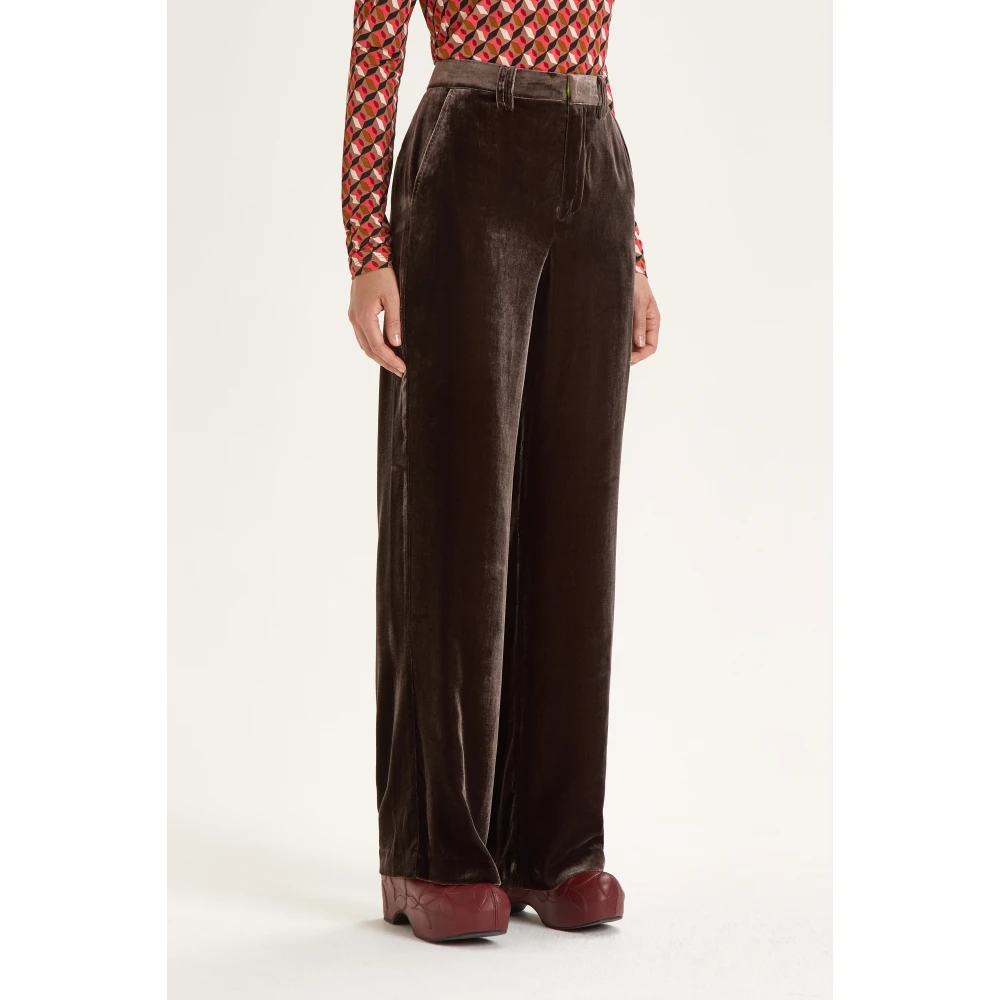Maliparmi Fluid Velvet Broek Brown Dames