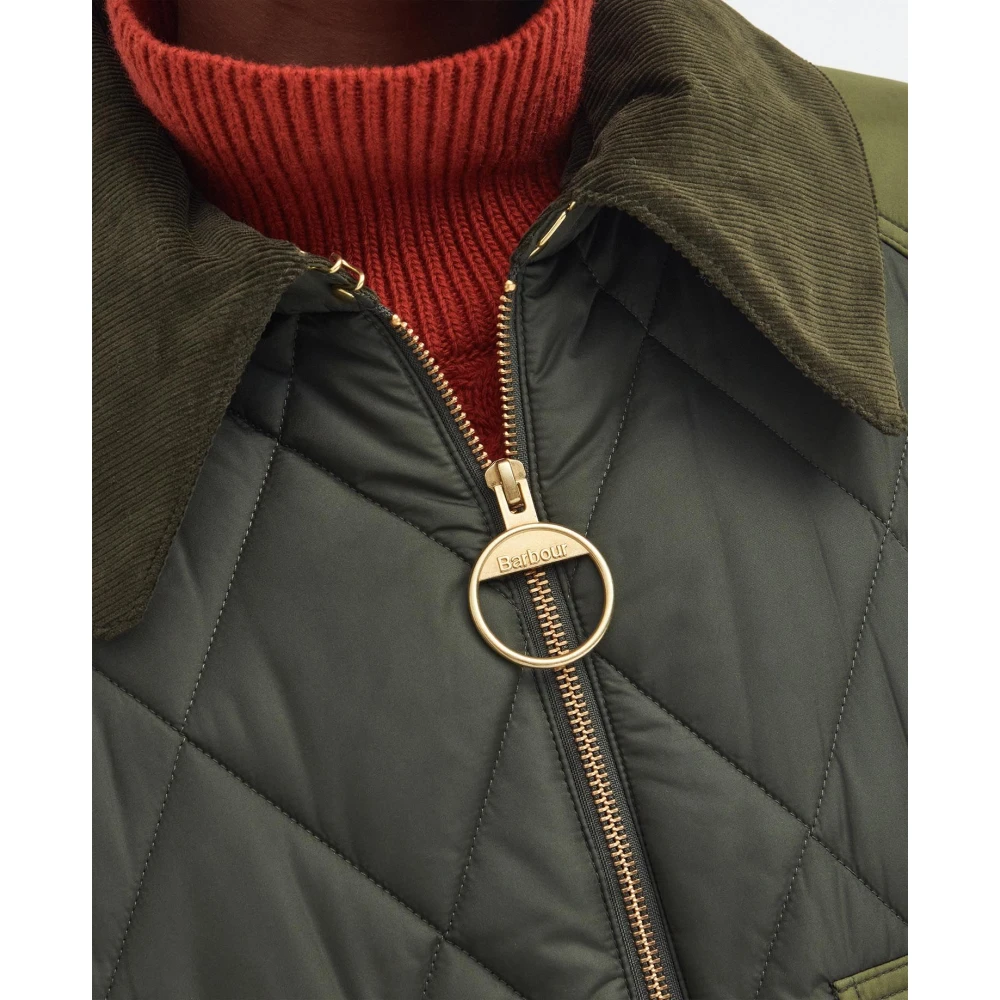 Barbour Gewatteerde jas met patchwork ontwerp Green Dames