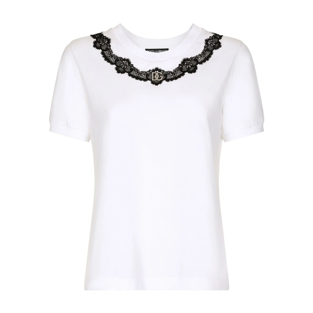 Dolce & Gabbana T-Shirt met kant White Dames